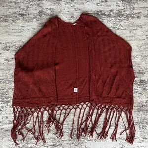 LA Hearts Burnt Orange Sweater Poncho Shrug, One size